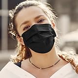Trimming Shop 10PCS Black Disposable Face Masks - With 3 Ply Non-Woven Material - Breathable Face Masks Elastic Ear Loops & Comfortable Nose Mouth Cover Masks - Image 8
