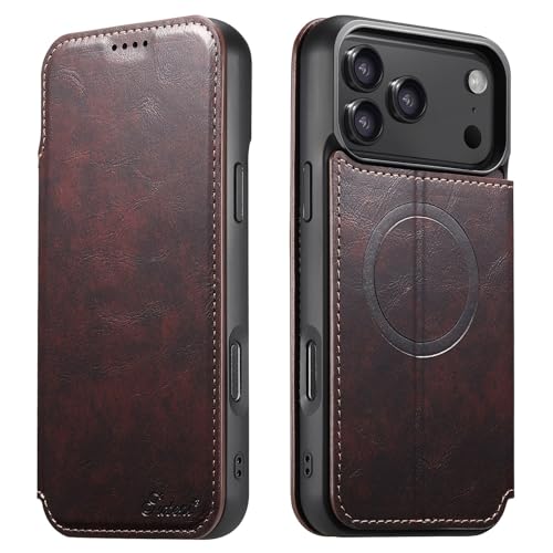 Étui rigide iPhone 17 Pro Max café anti-choc avec fente pour cartes