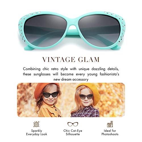 Image of Giselle Kids AGE 6-14 Rhinestone Cat Eye Sunglasses