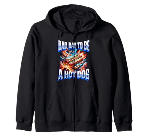 Bad Day to Be A Hot Wiener Dog Funny BBQ Grill Cookout Zip Hoodie