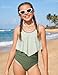 Urkierry Girls Bathing Suit Color Block One Piece Swimsuits Ruffle Swimwear Adjustable Strap Swimsuits for Girls 12-14