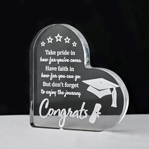Smile Heart - Shaped Acrylic Plaque, Class of 2026 Graduation Inspirational Quote Sign for...