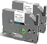 Oozmas Replace TZe-135 TZ135 Compatible with Brother P-Touch White on Clear Label Tape 1/2 Inch 26.2 Feet 2 Pack
