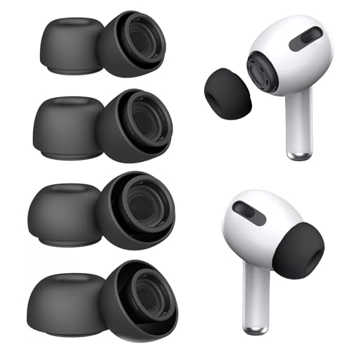 Vsagier 4 Pairs Replacement Ear Tips for AirPods Pro and AirPods Pro 2 with Noise Reduction Hole, Non-Slip Soft Silicone Ear Tips for AirPods Pro and Fit in The Charging Case(XS/S/M/L)