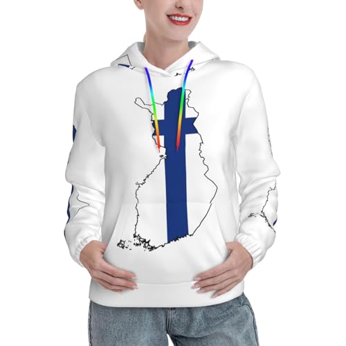 Sweat à capuche Finlande femme pull ajusté anti-froid avec poche kangourou