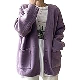 [1/2plus] [ニブンノイチプラス] カーディガン ジャケット 無地 ポケット 付き 長袖 春 秋 冬 レディース (XL, 紫)