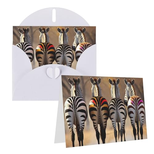 Cartes vierges avec enveloppes motif zèbres pour anniversaire et mariage