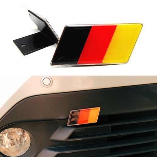 Image of Front & Tailgate 3D Germany Flag Grille Emblem Badge - Car Front Grill Badge Sign Emblem, Auto Bumper Fenders Decoration Sticker Decals Car Body Exterior Decor Accessories (Germany Flag)