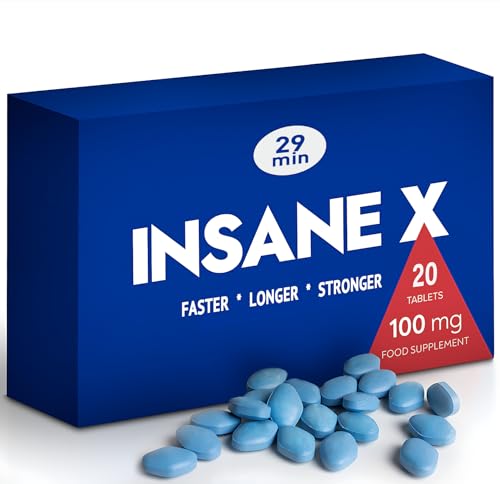 INSANE X - 20 Extra Strong Pills for Men UK - Natural Fast-Acting Maca Ginseng Tablets for Men - for Enhanced Performance