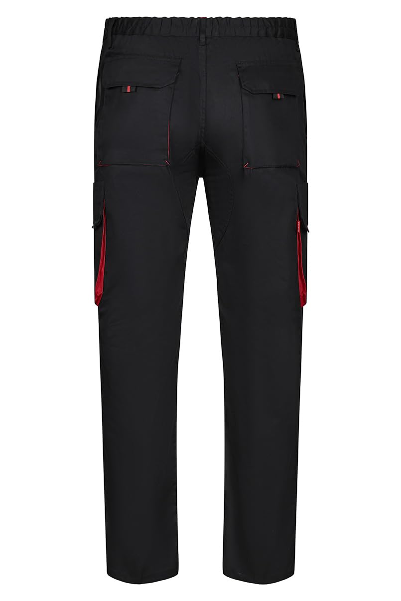VELILLA 103004; Pantalón Bicolor Multibolsillos; Color Negro y Rojo; Talla 44
