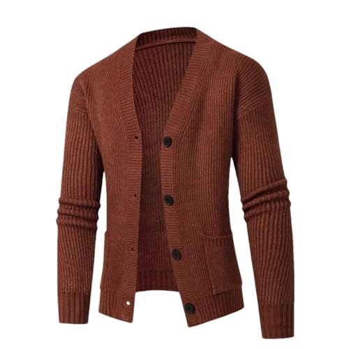 Men's Cardigan Sweater Casual V-Neck Long Sleeve Simple Solid Color Knitted Sweaters