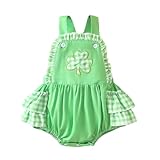 Generisch Pelele bordado a cuadros sin mangas para niñas con volantes decorativos como ropa de verano para bebé, verde, 6-12 meses