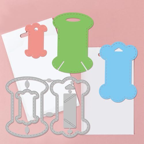 GLOBLELAND Spool Bow Display Card Metal Die Cuts Metal Ribbon Organizer Cutting Die Spool Thread Cutting Dies for DIY Scrapbooking Photo Album Decorative Embossing Paper Card - Image 3