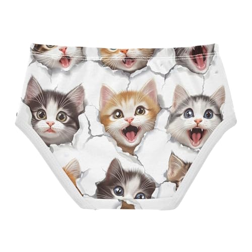 Cotton Girls Underwear Toddler Cute Kitten Faces White Little Girl Panties Personalized Kids Undies Briefs 2t2