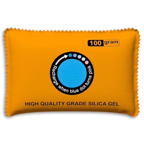 Image of unuaST 100g Rechargeable Desiccant Pack for Storage, Reusable Color-Indicating Silica Gel Desiccant Packet, Dehumidifier Bag for Closets, Drawer, Luggage and Small Spaces