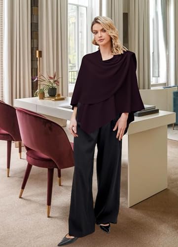 Image of PULI Womens Cross Front Poncho Shawl Wrap Elegant Wedding Formal Gift
