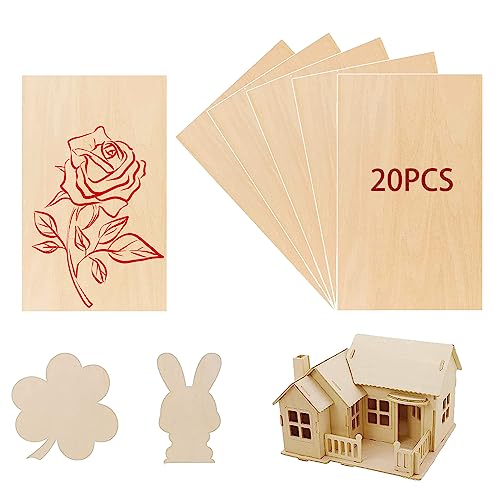 RobLuX 20 Piezas Madera Contrachapada, Madera de Balsa Fina 20×10cm, Espesor 0.2cm/0.08 Pulgadas, Madera Contrachapada de Madera de Tilo Sin Terminar Para Modelos Diy