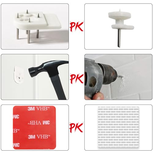 Bilderhaken Selbstklebend 6 Stk Bilder Aufhängen Ohne Bohren Bildaufhänger bis 4KG zum Klebehaken für Schwere Bilder Spiegelhalterung Wand Acrylglas Aufhängung Alu-Verbundplatten mit 25 Zusatzgeräten