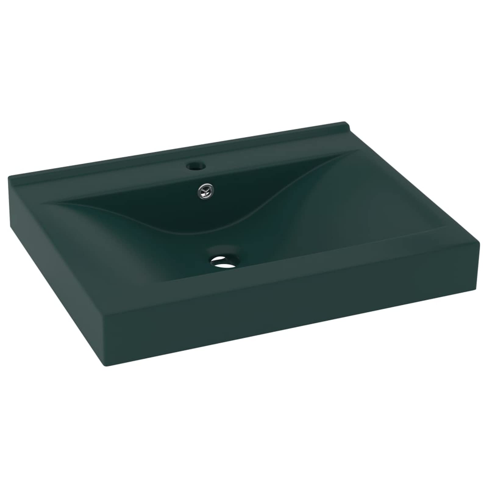 ShGaxin Lavabo de Lujo con Grifo, Lavabo sobre Encimera, Lavamanos para Baños, Lavabo Baño, Mueble Lavabo, Muebles De Baño, cerámica Verde Oscuro 60x46 cm