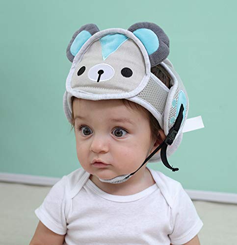 Capacete de segurança ajustável para bebês e crianças com arnês protetores para caminhadas, Bear