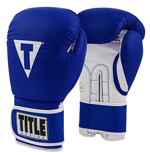 Title Pro Style Leather Training Gloves 3.0, Blue/White, 16 oz