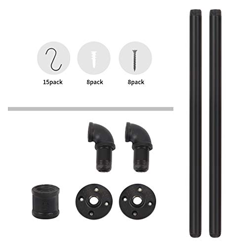 Egason 34.3 Inch Industrial Pipe Pot Bar Rack With 15 S Hooks Rustic Iron Pots And Pans Hanging Rail Pipe Towel Holder Wall Mounted Detachable Kitchen Utensil Pot Pan Lid Organizer Black thumb #2