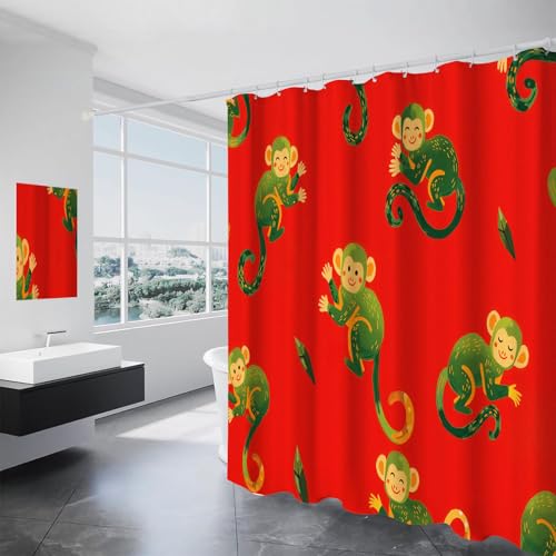 Rideaux de douche rouge cerise 150x180 lavable en polyester imperméable
