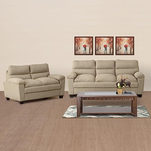 Image of Home Centre Helios Scott Nxt Beige Fabric 3+2 Seater Sofa Set