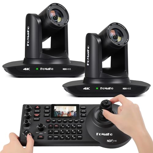 Image of FoMaKo 4K 30X PTZ Camera HDMI with NDI and AI Auto-Tracking SDI PTZ Camera,for Church Worship Education Conference Events,NDI 6 & NDI HX3 Certified(K30NSx2+KC608 Pro) BK30NS2