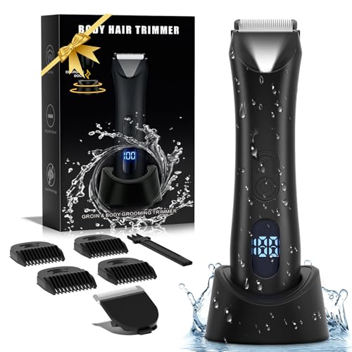 SIHOHAN Electric Body Trimmer for Men Body Groomer for Men and Women, Waterproof Groin Hair Trimmer for Men Ball/Pubic, USB Recharge Dock Grooming Kit Replaceable Ceramic Blade Male Hygiene Razor