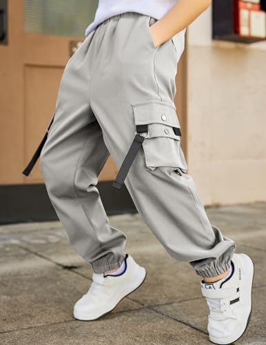 Arshiner Boys Cargo Joggers Pants Kids Elastic Waist Casual Pants Lightweight School Pants with 4 Pockets 5-12 Years2