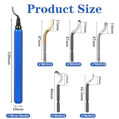 KOMABLEN 21 Stück Entgrater Metall Werkzeug Universal, Handentgrater mit 20 Schnellarbeitsstahl Klingen, 360°Rotierender Deburring Tool 3d Drucker Zubehör für Kunststoff, Aluminium, Edelstahl