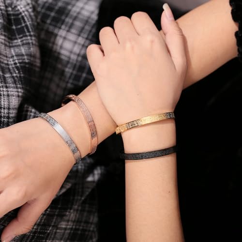 أساور ذهبية بتصميم آية الكرسي بخط لعربي للنساء والرجال من شوداي هدايا مجوهرات إسلامية سوار كهدية للعيد ورمضان ورأس السنة الجديدة للجنسين فضي+A