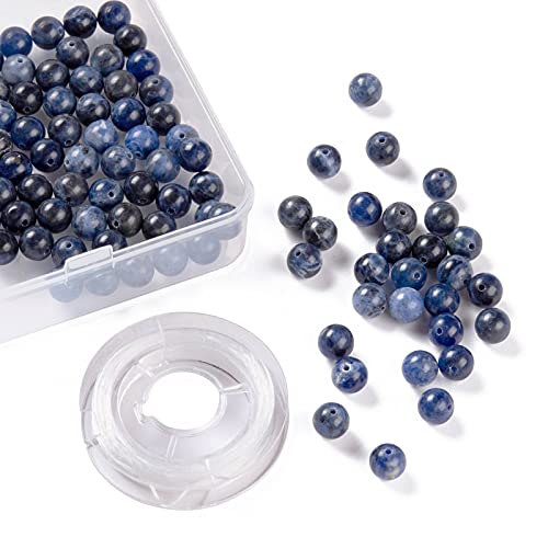 BEEFLYING 100 Pcs 8mm Natural Sodalite Beads Blue Natural Round Loose Beads with Big Aperture for Jewelry Bracelet Earring Making - Image 3