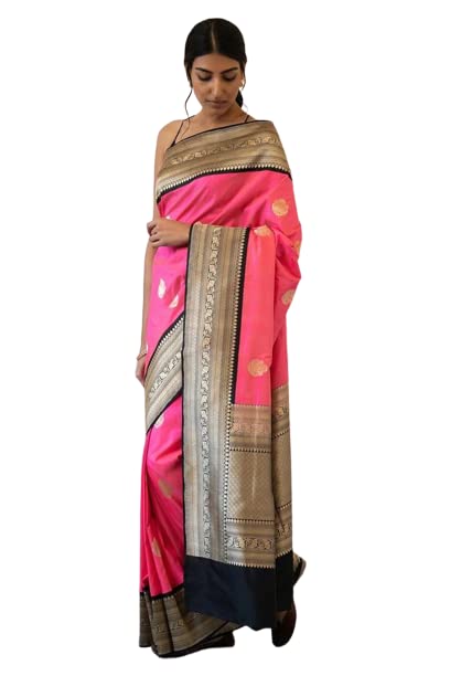 Image of Flosive Women's Present Banarasi Soft Lichi Silk Saree Divya Beautiful Jacquard Rich Pallu Design Work Zari Woven Kanjivaram Silk Style Saree With Soft Lichi Silk Blouse Piece