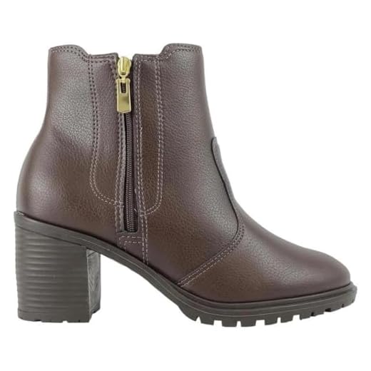Bota Beira Rio Feminina Café – Salto Bloco Médio, Zíper Lateral e Conforto Diário – Nº 37