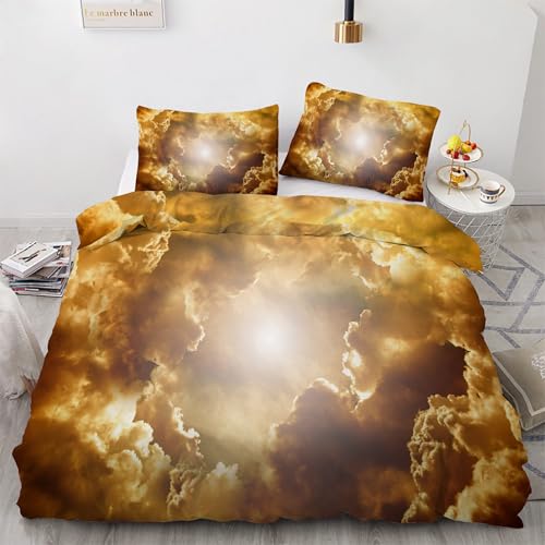 Funda Nórdica Cama 105 cm Microfibra Juego de Ropa de Cama 3 Piezas Funda de edredón 180x220 cm con Funda de Almohada 50x75 cm Nube