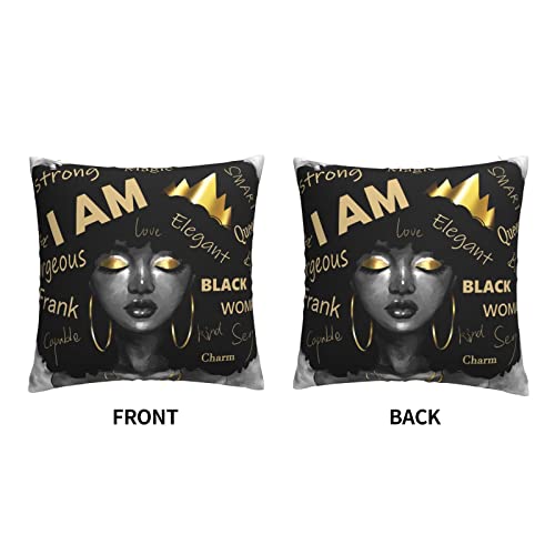 Ekofeck African American Women Throw Pillow Cover Letter Art Afro Black Girl Queen Cushion Covers Zipper White #TOP1