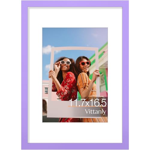 Vittanly A3 Picture Frame, Matted for A4/8.3x11.7 Photos, Purple