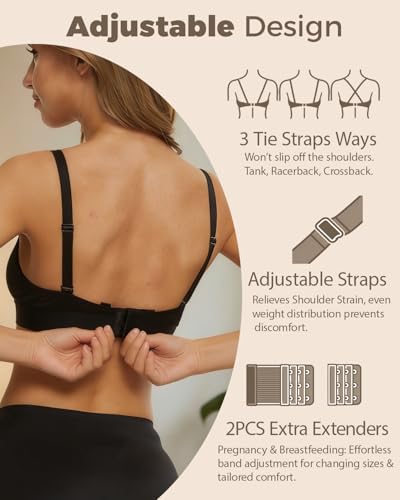 Image of Pumping Bra Hands Free Adjustable V Neck Nursing and Pumping Bra with Nursing Pads Holding Breast Pumps