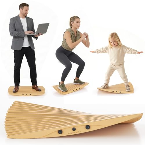 360 Wobble Balance Board for Standing DeskAnti-Fatigue Rocker Board to Improve Focus Burn Calories & Simulate Surfing & Skateboarding at Home or OfficeAlso Foot Strengthener & Stretcher for Plantar Fasciitis Relief.