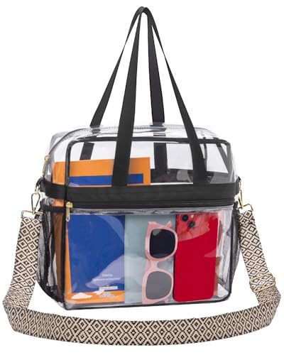 Image of Paxiland Clear Bag for Stadium Events 12x6x12 inches, Clear Tote Bag with Reinforced Strap, Clear HandBag for Sports Concert