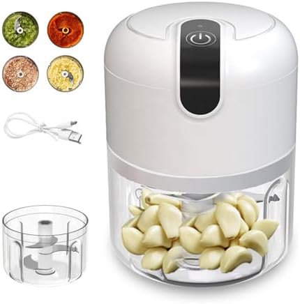 Mini Hachoir Électrique Portable 250ml - Robot Cuisine USB, Hachoir Oignons Viande Légumes, 3 Lames Tranchantes