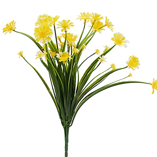 Artificial Yellow Daisy Mums With Stems For Faux Flower Arrangements (12X5 In, 6 Pack) #TOP26