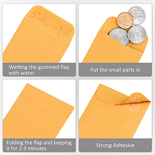 #1 Coin Envelopes Eupako 100 Pcs 2.25X 3.5" Brown Small Parts Envelope With Gummed Flap Kraft Seed Envelopes For Garden, Home And Office #TOP4