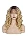 Produktbild 14Zoll 13×6.5 Seite Teil 30% HUMAN Haar+70% hitzebeständig Fiber 613 Blonde Ombre braun Wurzeln Spitze Vorne kurze Bob Wavy Cosplay Perücken natürlich aussehende Haarlinie für Frauen