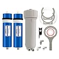 MOPUEHEL 400 GPD RO Membrane with Reverse Osmosis Membrane Housing Set (1 Set) & 400 GPD RO Membrane (1 Pack), Reverse Osmosis Filter Replacement Kit, RO Membrane Housing Set for Maple Syrup RO System