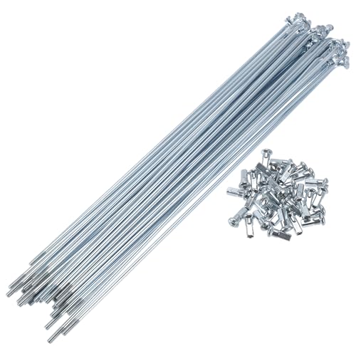 VekAuto 1 Set Bicycle Spokes 12G 220mm Length Bike Wheel Spokes Universal Carbon Steel Galvanized Silver Tone Nipple