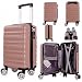 40x25x20cm Underseat Cabin Suitcase with Removable Wheels – Soft Shell Carry on Trolley Lightweight Spinner Luggage Detachable Wheels 1628 (Rose Gold)