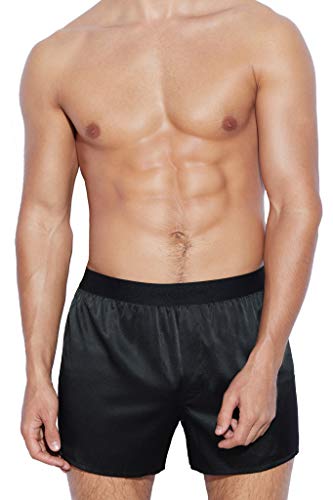 Men's Silk Boxer Shorts - Pure Mulberry Silk Underwear, Luxury Sleepwear, Pajamas Lounge Shorts - Improved Waistband